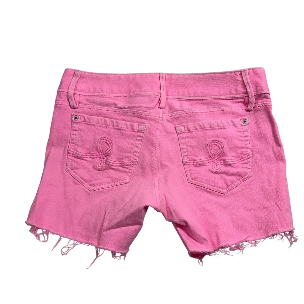Lilly Pulitzer Worth Skinny Mini Pink Denim Shorts Raw Hem‎ Womens Size 8